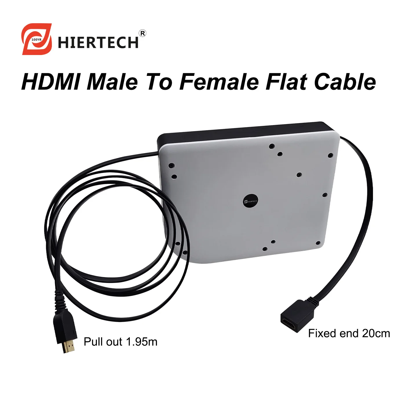 HIERTECH 화이트 1.95미터 HDMI 자동 수납 케이블 릴, 셀프 잠금 ..
