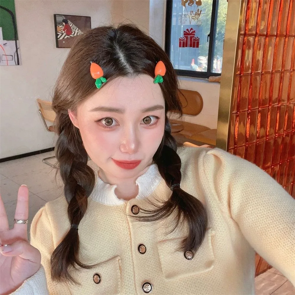 

Овощной зажим для волос с имитацией еды, милая Геометрическая морковка, искусственная еда, челка, зажим для детей