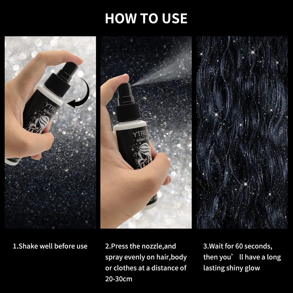 100ml high gloss glitter spray, can be used for body/hair/clothes 2