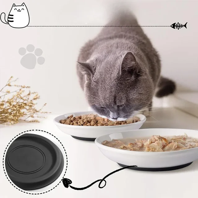 Pet Cat Bowl Snack Canned Tray Not Easy To Tip Over Cat Food Bowl Porcelain Cat Plate Dog Food Bowl Pet Supplies 4