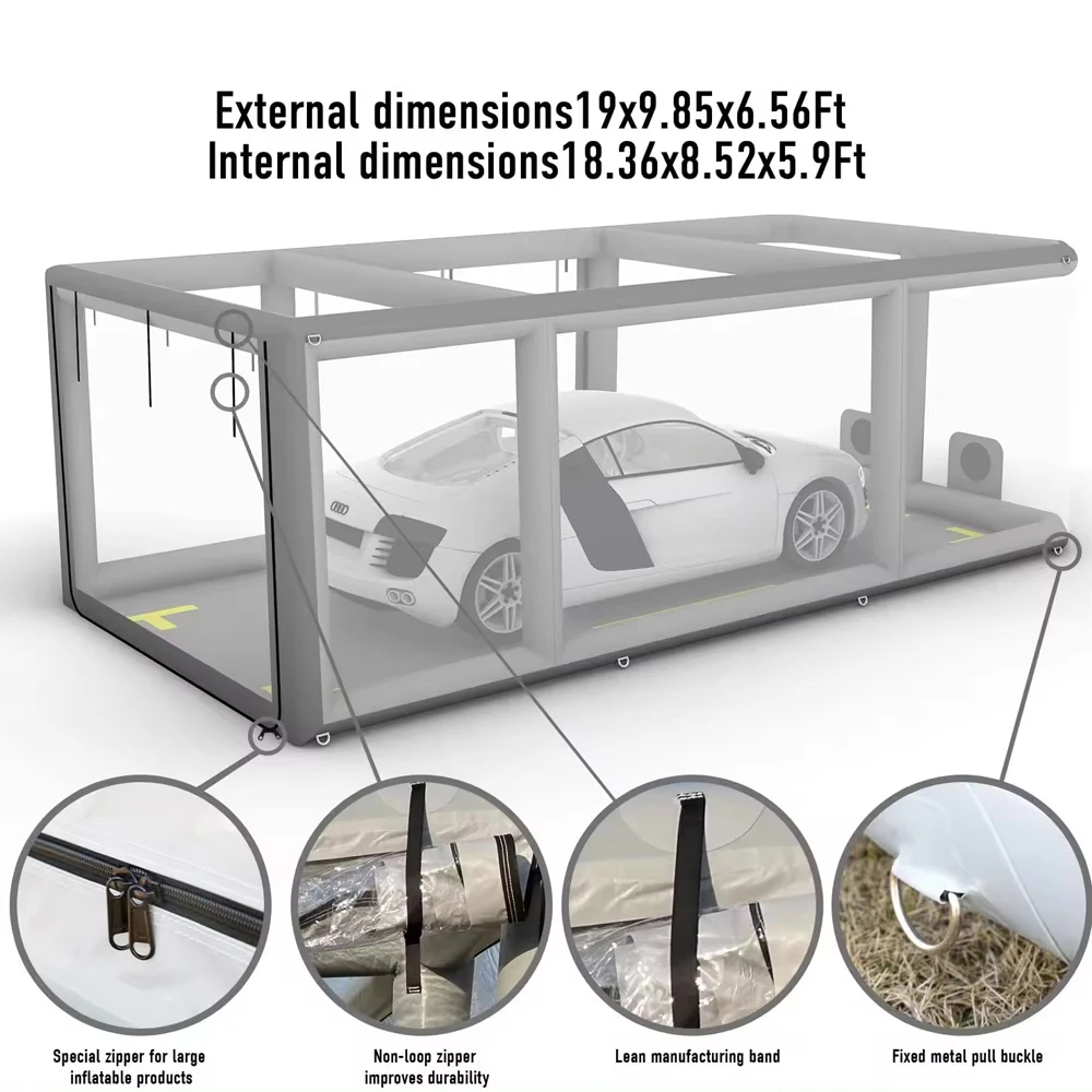 Pvc Airtight Inflatable Spray Booth Car Painting Car Garage Portable Cover Tent Drive In Carport Cabin With Pump For Maintaining 3