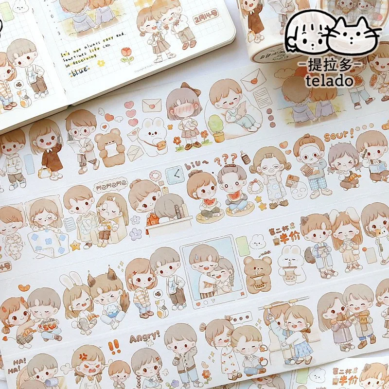 1Pc Kawaii Cartoon Girl's Daily Life Masking Washi Tape Cute Decorative  Adhesive Material Sticker Diy Label