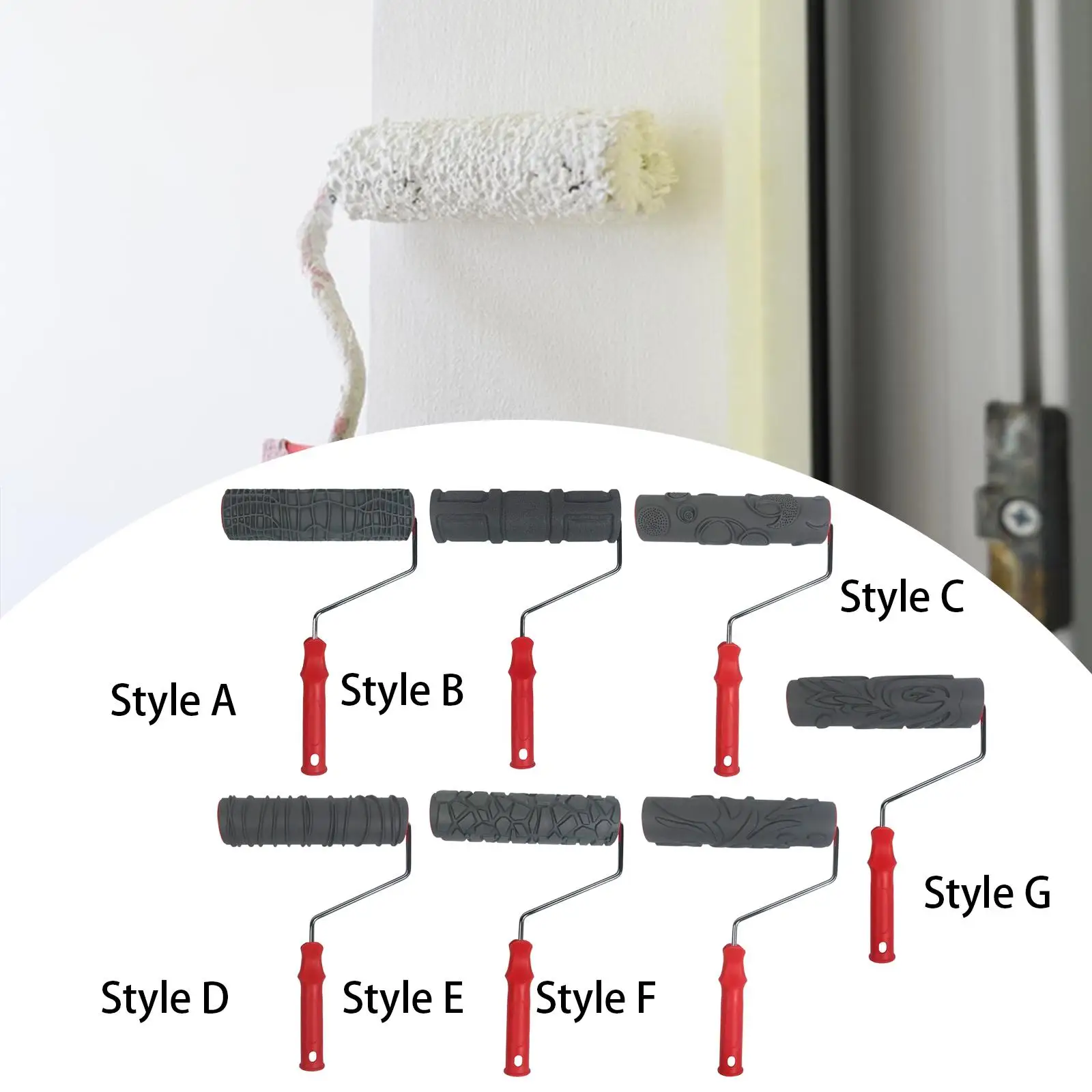 10'' Pattern Paint Roller Lightweight Comfortable Handle Embossing Texture Roller for Household Cupboard Cabinet Wall Furniture