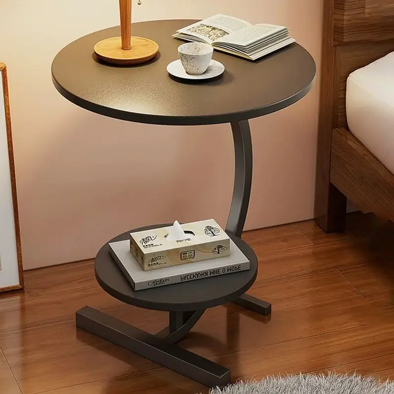 Two Layers Small Side Table For Spaces, Storage Rack, End Mdf+metal, S Living Room Modern Balcony
