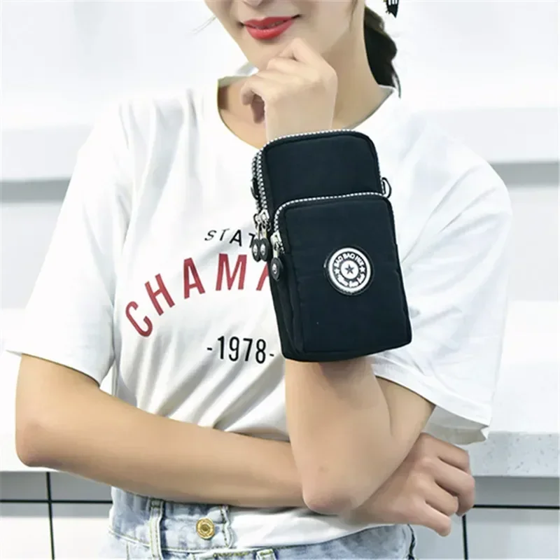 Women's Sport Arm Pouch Daily Sports Arm Bag Casual Nylon Shoulder Cross Body Phone Bag, Coin Purse, Retro Keychain Small Purse