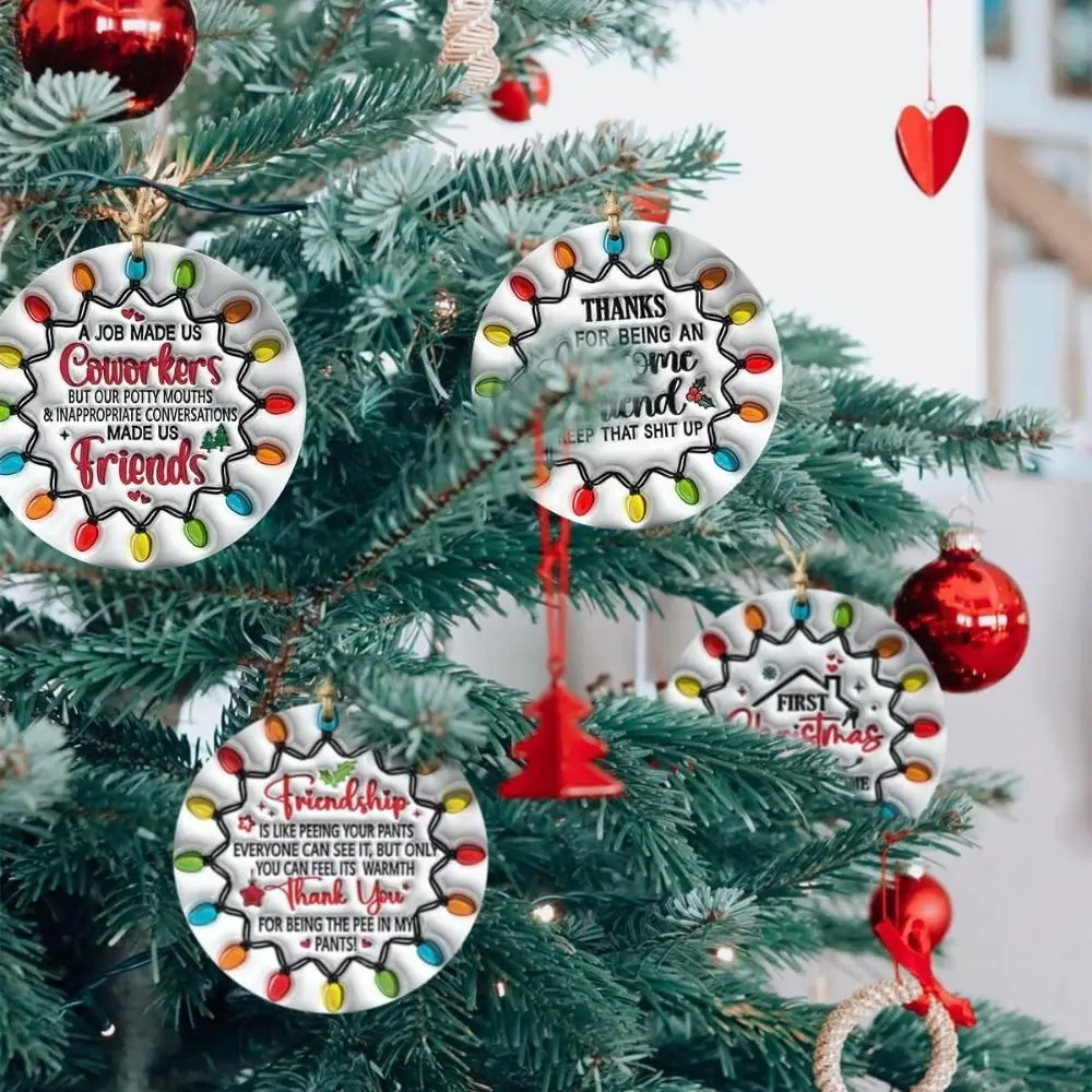 

Round Best Friends Decorative Tag New Acrylic Xmas Friendship Gifts Christmas Tree Pendant Craft Car Rear View Mirror Pendant