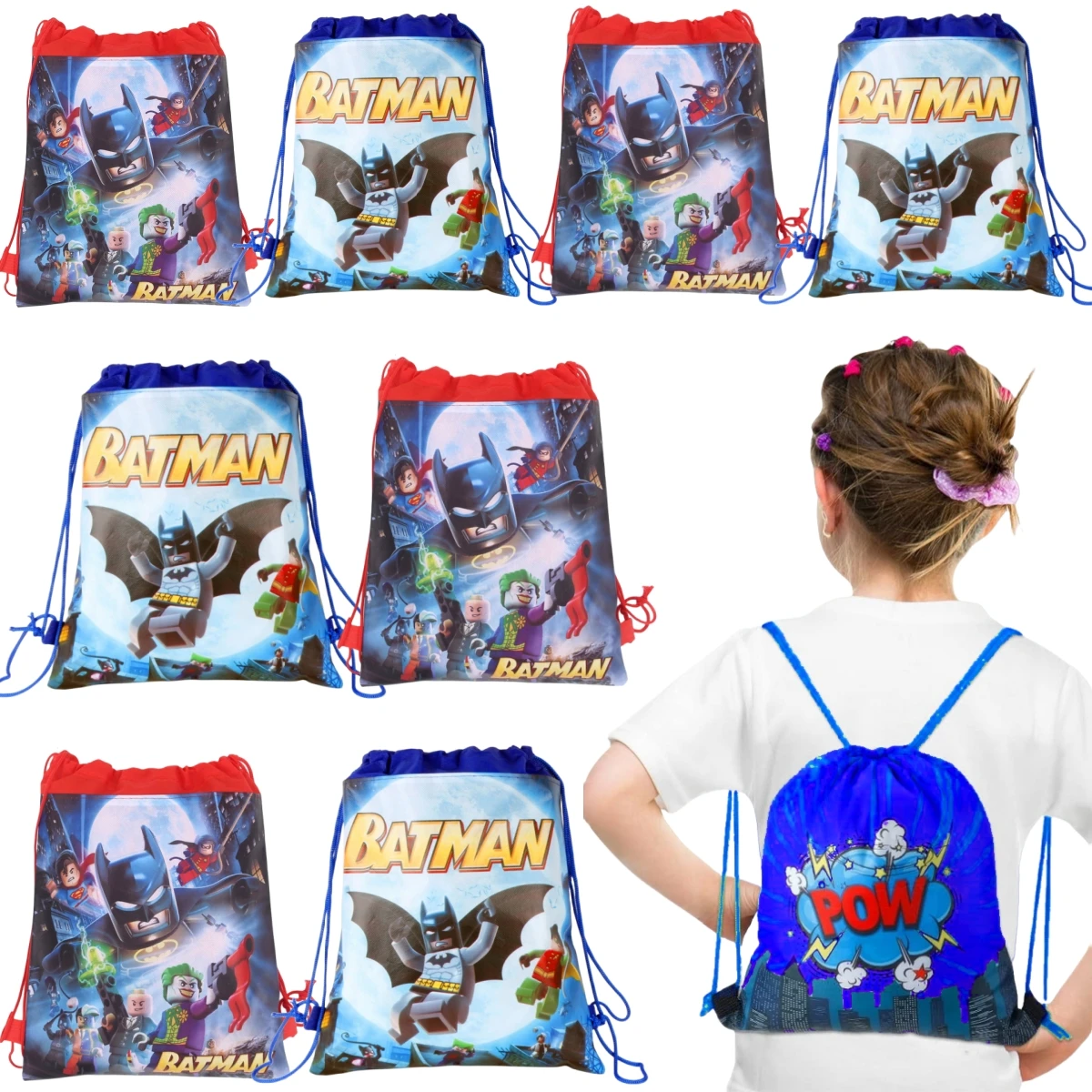 

Superhero Movie Batman Backpack For Kids Birthday Non-woven Fabric Shopping Drawstring Bags Storage Bag Baby Shower Party Supply
