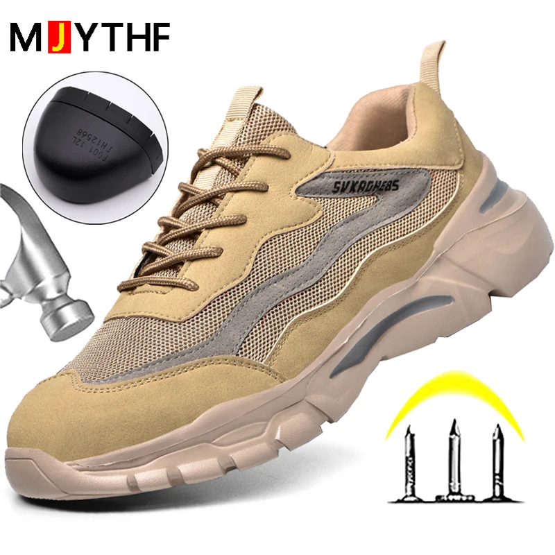 New Safety Shoes For Men Women Steel Toe Cap Work Shoes Breathable Light Sneaker Men Indestructible Safety Boots Couples Shoes