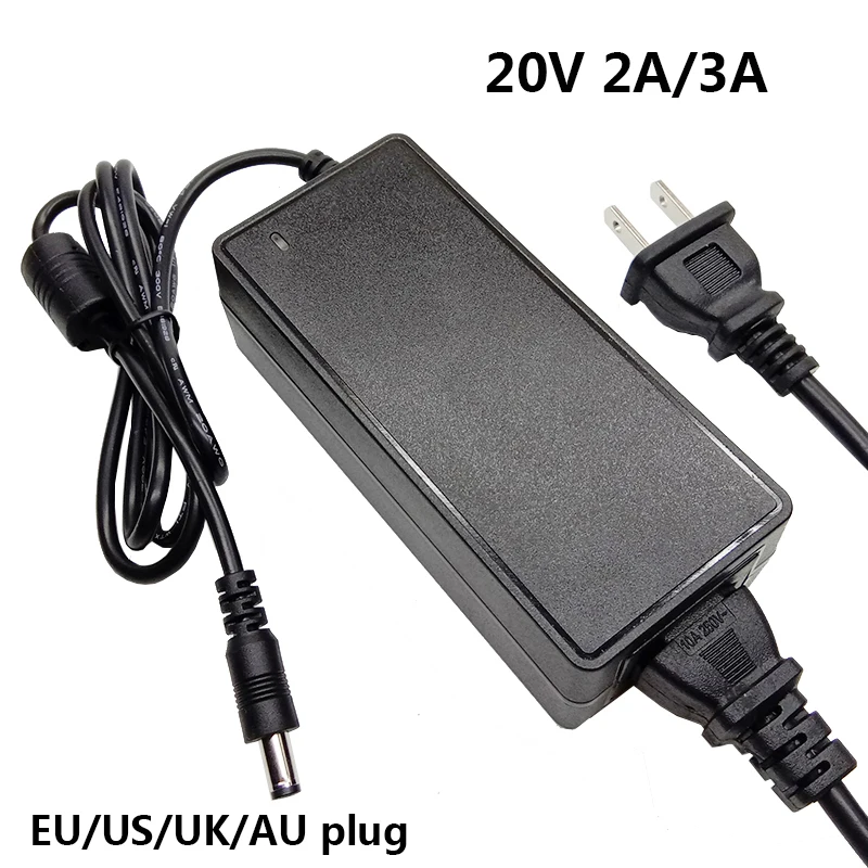 Adaptador de Alimentação Universal 20 v 3a 2a Conversor de Energia 20 v 3a dc Switching ue Eua Reino Unido au Plug 5.5×2.5 mm
