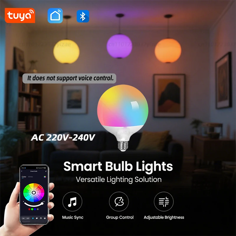E27 B22 투야 블루투스 스마트 드래곤볼 전구 LED 램프 220V RGBCW 스마트 라이프 앱 조명 색상 변경 음악 동기화 그룹 제어