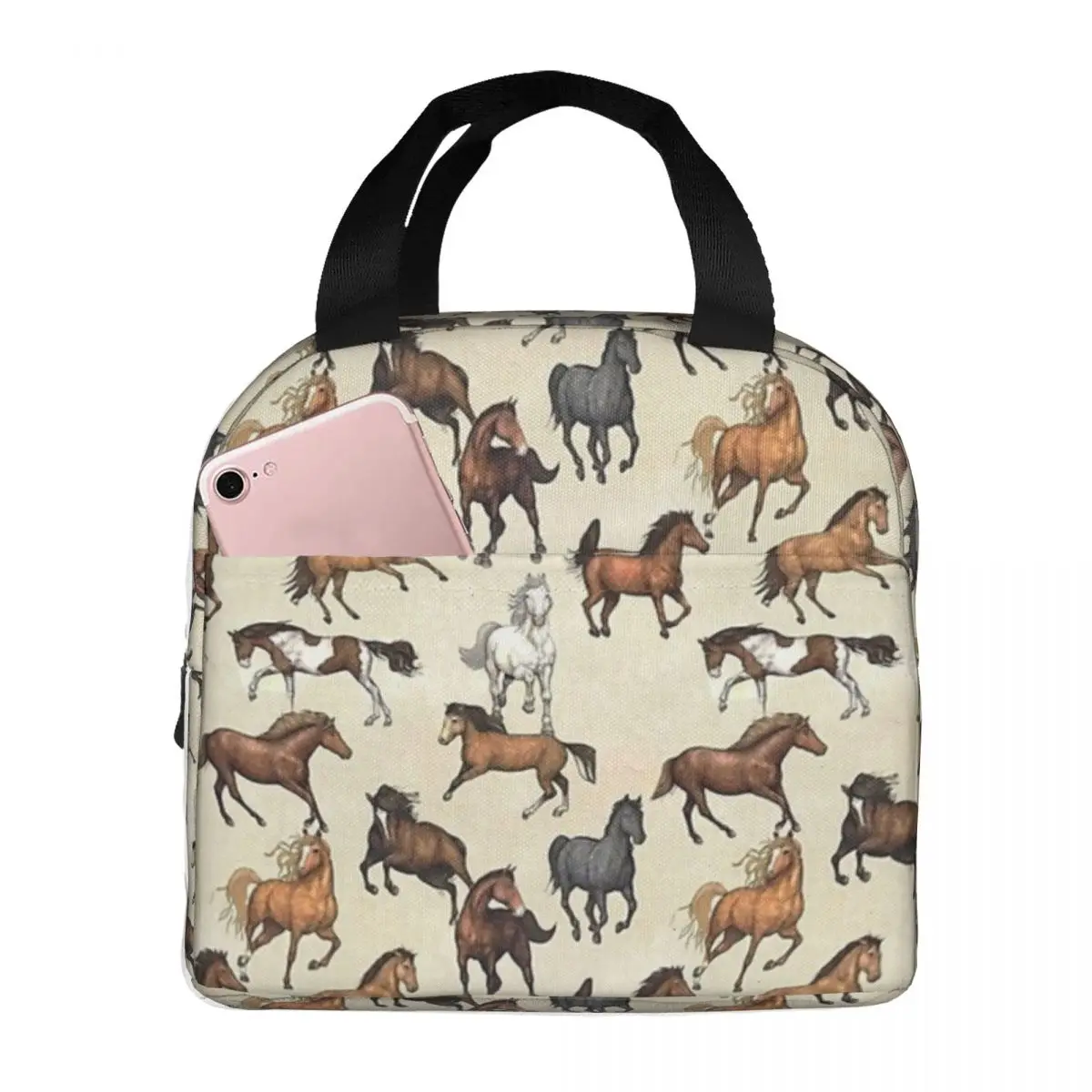 

Sunset Horse Pattern Lunch Bags Insulated Bento Box Portable Lunch Tote Resuable Bags Cooler Thermal Bag for Woman Kids Work