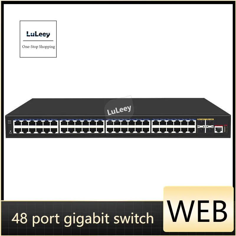 48 Port Gigabit Switch 4 Fiber Port WEB Management 10G Upline Optical Port VLAN Ring Network L3