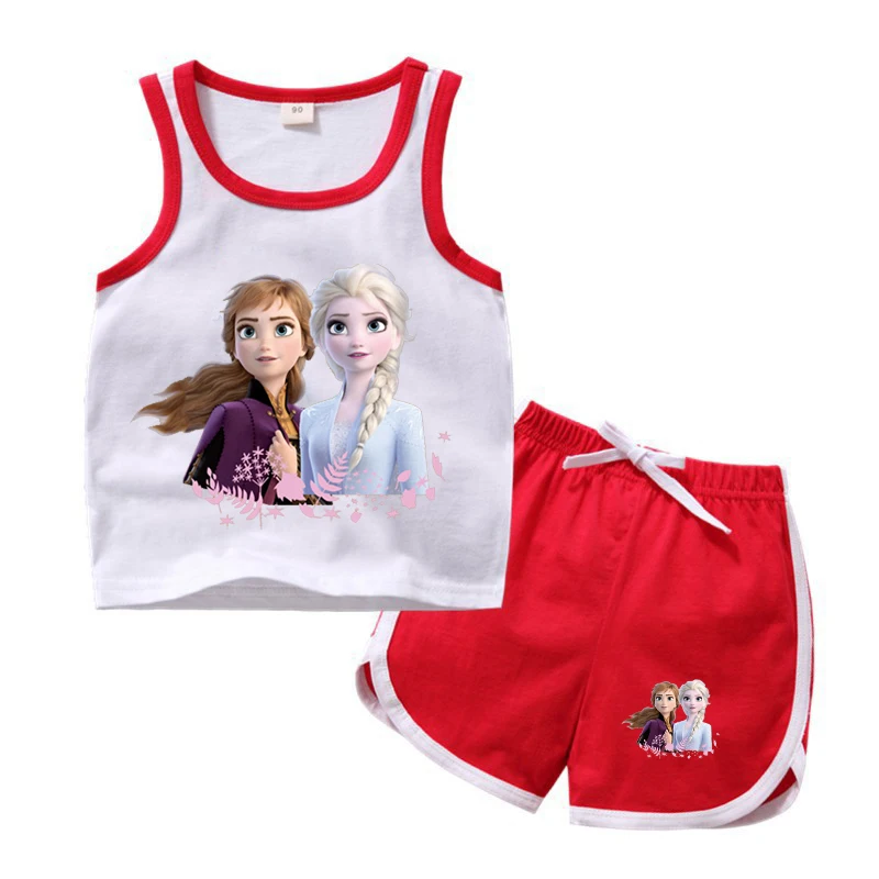 baby dress set for girl Frozen Baby Kids Clothing Sets Cartoon Girls Elsa Short Sleeve Cotton Baby Tops + Shorts 2Pcs Clothes Set Boys Summer Set baby outfit matching set