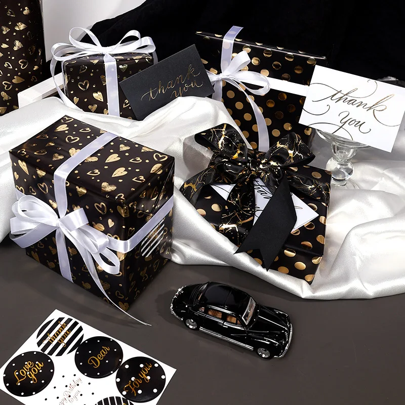 4 Rolls Gold Christmas Wrapping Paper 43cm X 3m, Suitable For Christmas, Birthday, Party, Wedding, Baby Shower, Festival
