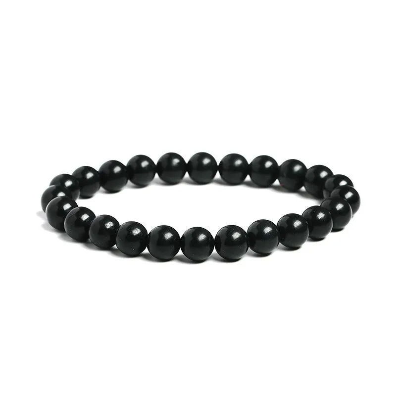 JD Natural Black Shungite Magnetic Graphite Beaded Bracelet Women Men Health Care Minerals Bangles Healing Meditation Jewelry