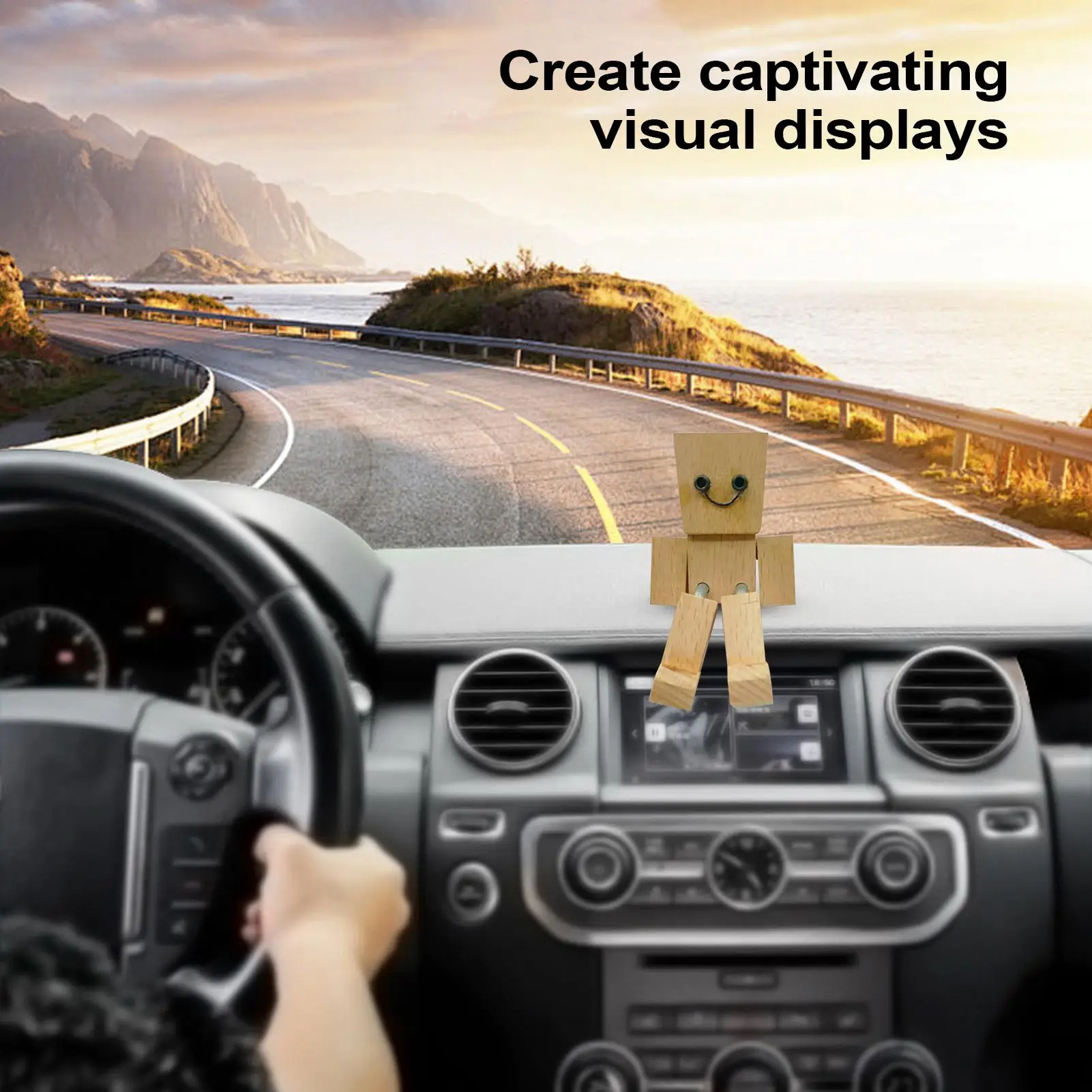 Magnetic Figurine Shaking Wooden Man Dashboard Decoration Auto Cute Interior Ornament Shaking Feet Wooden Doll Desktop Decor