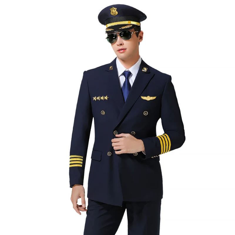 Men Luxury Yacht Captain Clothing High Quality Performance Security Uniform Pilot Work Clothes Manager Professional Clothing