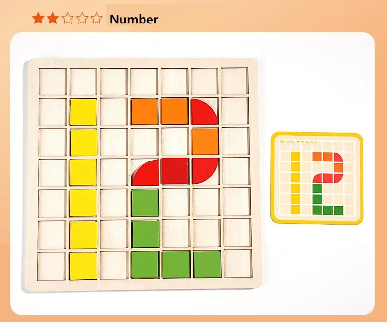 Wooden Mosaic Geometric Pattern Building Blocks Puzzle Set_voghion.com