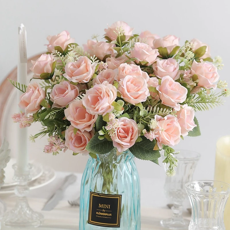 10 Stück Künstliche Rosen Seidenblumen Fake Rose 54cm