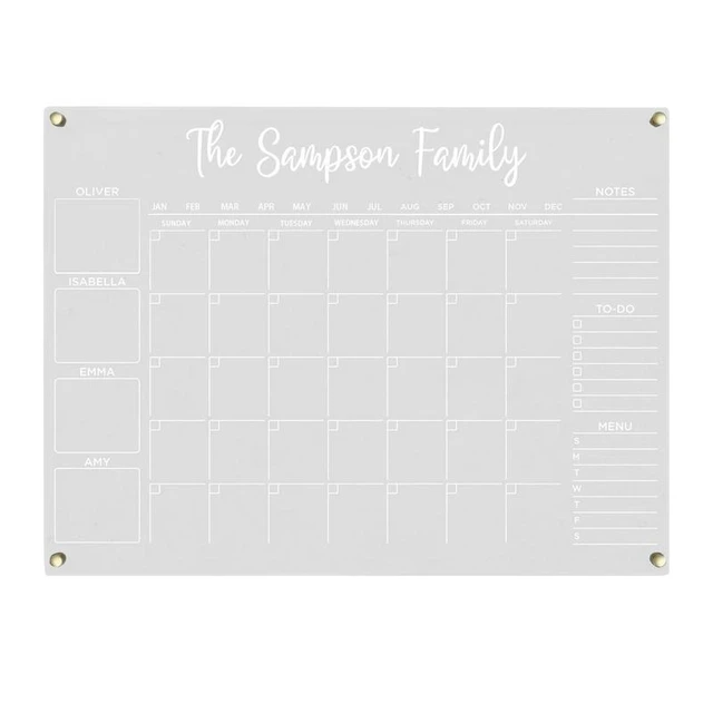 Acrylic Calendar Dry Erase Board, Personalized Acrylic Calendar