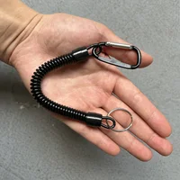 1PC Tactical Retractable Spring Elastic Rope Security Gear Tool Hiking Camping Anti-lost Phone Keychain Fishing Lanyards Outdoor 1