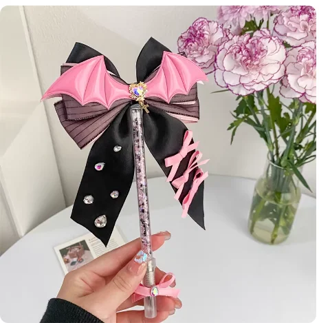 1개 오리지널 백설공주 리본 레이스 나비 모양 펜던트 오일 플로잉 샌드 펜 나이프