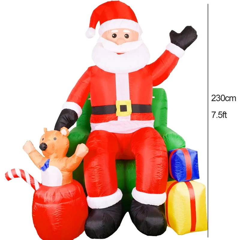 7.5FT Santa Claus Christmas Inflatable Outdoor Decorations Large Santa LED Lighted Inflatable Toys Home Garden Decor New