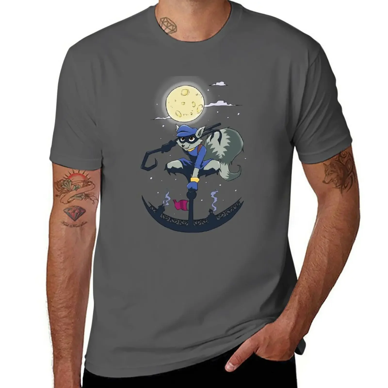 Sly Raccoon T-Shirt Funnys Sweat Plain White T-Shirt Uomo