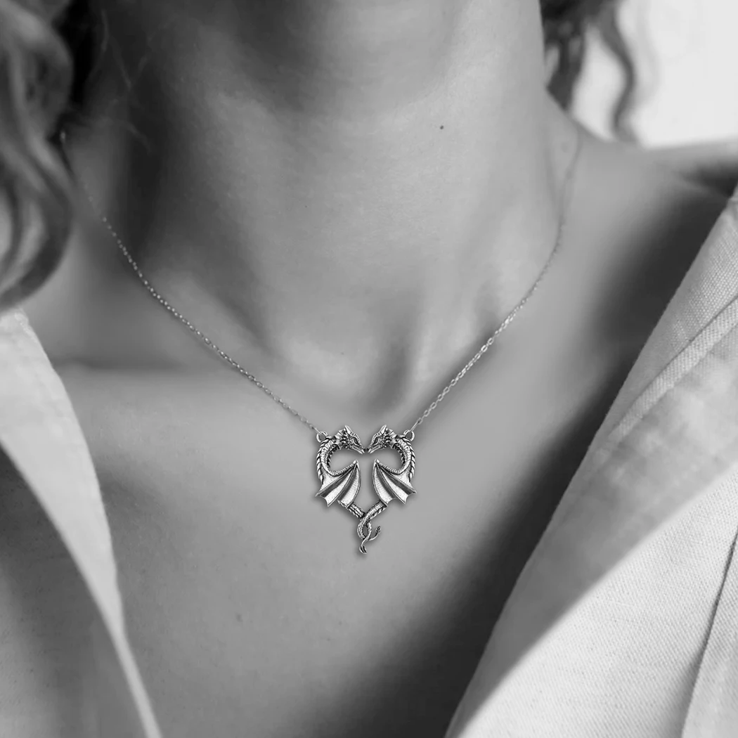 Collana Drago In Argento 925 Con Ciondolo Ala Di Drago In Cristallo - Regalo Unisex