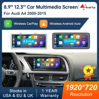 Touch screen display multimediale da 8,9 pollici 12,3 pollici per Audi A4 S4 2009-2015 Airplay Miracast funzione Wireless Carplay Android Auto