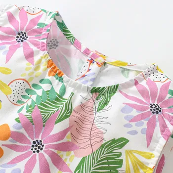 Baby Girls Summer New Children's Clothing Kids Clothes Toddler Birthday Cotton Casual Flowers Sleeveless Dress Sundress 6