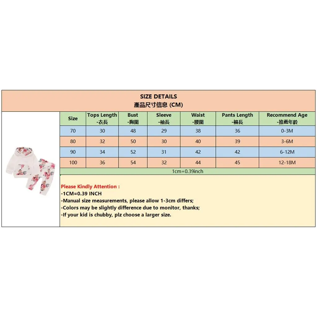 3PCS Baby Girl Floral Hoodie Outfit 6