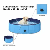 Piscine pliable pour animaux de compagnie 80 x 80 x 20 cm bleue en PVC avec parois latérales renforcées, piscine pour chien pour jardin, terrasse et cour, piscine pour chiens et animaux de compagnie, peu encombrante et pliable, bain pour chien pour l'été et les loisirs en plein air 3