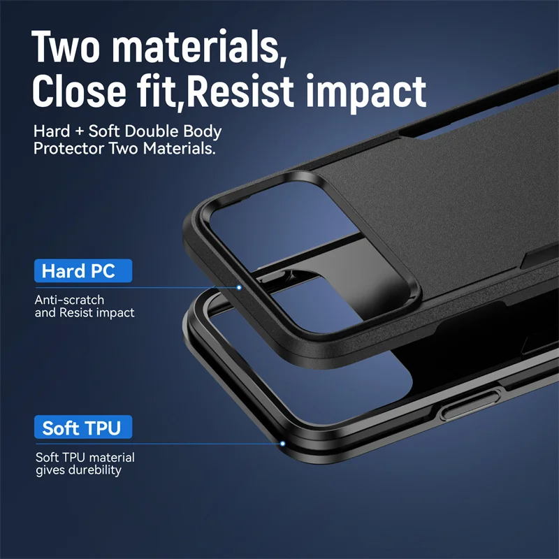 Heavy Duty Shockproof Armor Case - Durable PC+TPU Protective Back Cover