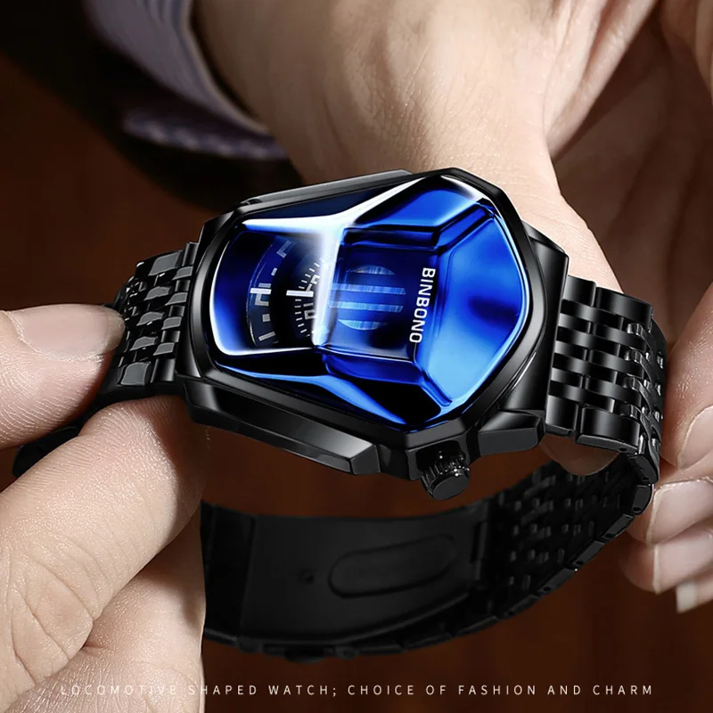 Luxury Creative Men's Watches Top Brand Relogio Masculino Stainless Steel Men Sports Waterproof Quartz Wristwatches with Box