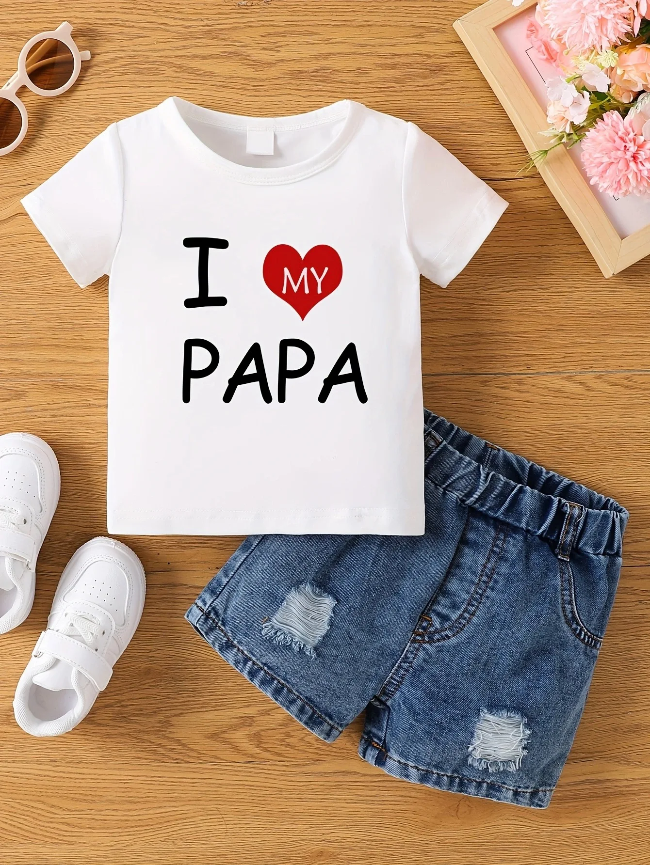 Aby Boys and Girls Summer Hot Painted Round Neck Short-sleeved Top Girls Just T-shirts. Shorts not included 22 S1d906e3c0be74d299b65e0d1986b5f2dz