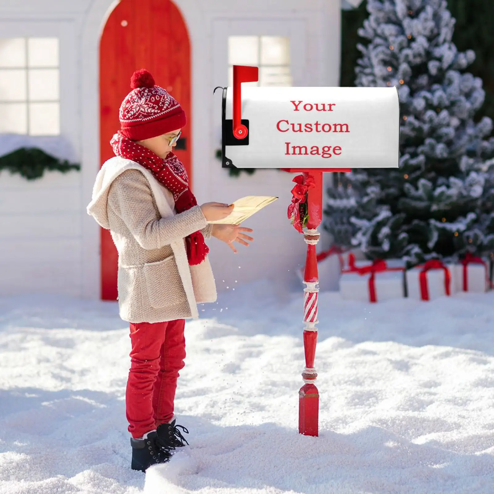 Mailbox Cover Wrap Polyester Material With Magnetic Strip Standard Size Letter Post Box Cover Sticker Home Garden Decor