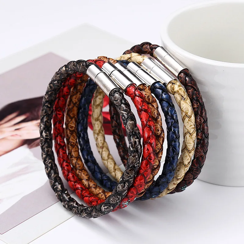 Talarurus Men’s Brown Leather Single Wrap Bracelet