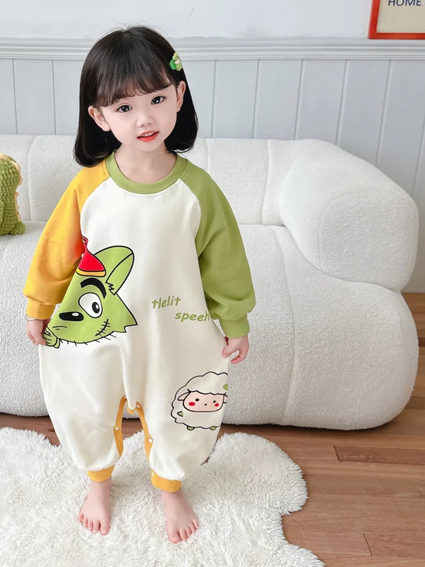 순면 아동 롬퍼 수트 가을 겨울 여아 수면복 방한 긴팔 긴바지 보온 흡수 홈웨어