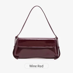 Fashion Ladies' Shiny Wine Red Crossbody and Shoulder Bag - Stylish, Elegant, and Versatile Clutch (S2116 - Winered)