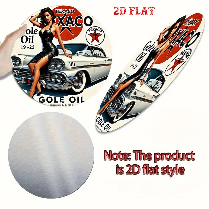 1, kreisförmige Schild mit Vintage-Texaco-Logo – Oldtimer- und Wandkunst aus Holz für heiße Mädchen, Dekoration für ländliche Garage – Detail 10