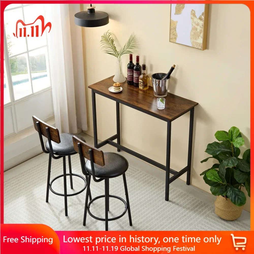 Bar Stool and Dining Table Set, Bar Chair with Backrest, Small Square Table Use for Kitchen, Restaurant, , Dining Set