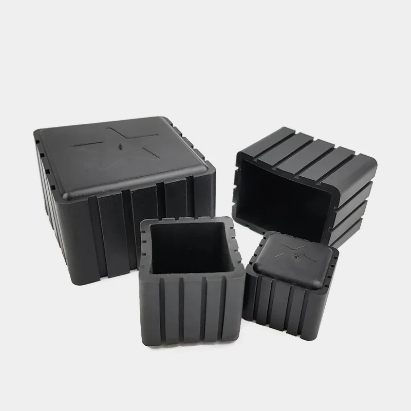 4pcs 30x30mm Square Rubber Chair Leg Socks Feet Floor Protector Caps Pipe Dust Plug Anti-slip Furniture Leg Cover Decorative