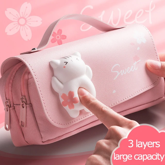 Kawaii Pencil Case Cute Pouch Large Capacity Pencil Bag Decompression  Creative Stationery Aesthetic School Supplies For Girls - Pencil Bags -  AliExpress