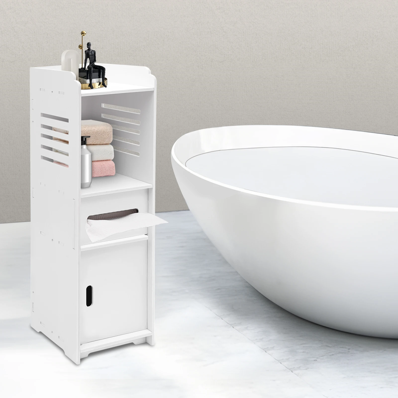 Badezimmer-Aufbewahrungsschrank, 80 x 24 x 24 cm, gestreiftes Design, Toilettenpapierhalter, Ständer, Toilettenschrank für Badezimmer, Küche, Toilette usw – Detail 28