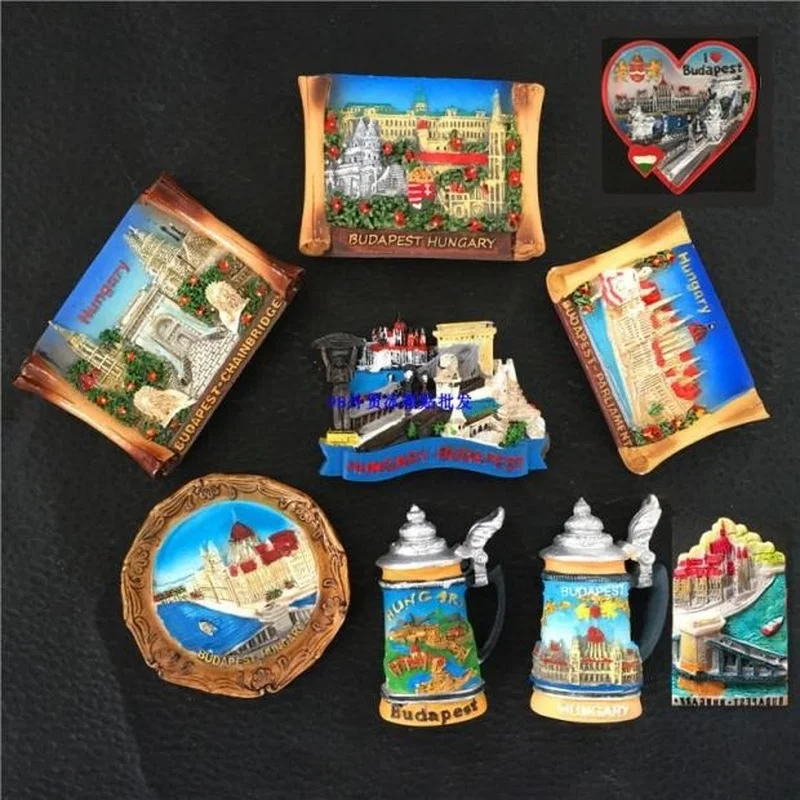 Hungary Souvenir Refrigerator Budapest Chain Bridge Resin 3D Fridge Sticker Travel