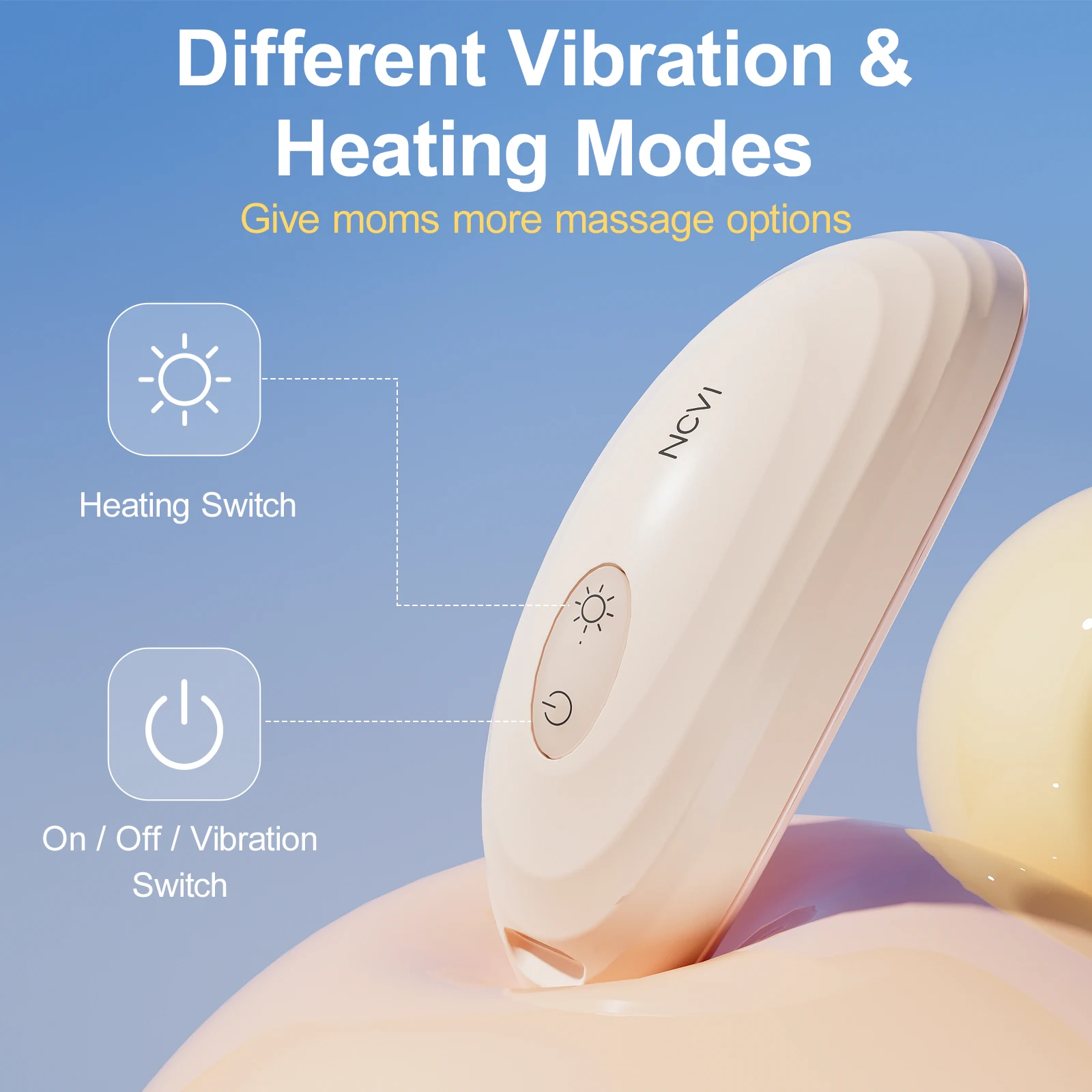 NCVI Warming Lactation Massager 2 Vibration & Heating modes Breastfeeding Support for Clogged Ducts Mastitis Improve Milk Flow lactation massager