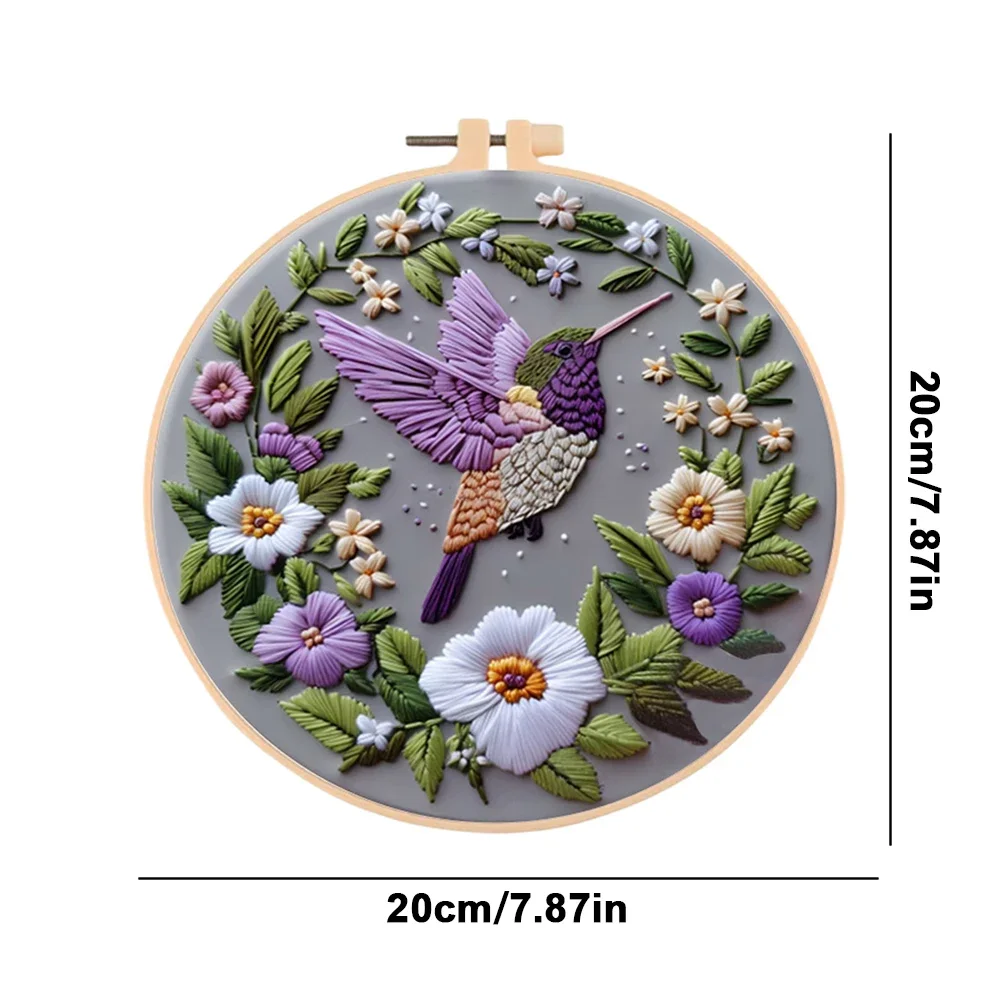 Cute Animal Handmade Embroidery Kit Pattern Cotton Threads Needles Hoop Handmade Sewing Art Craft Kit Home Decor
