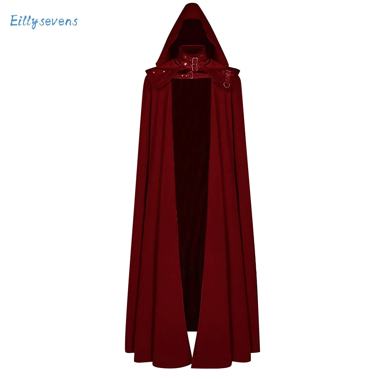 

Medieval Hooded Coat Cloak Gothic Retro Trend Long Trench Halloween Devil Wizard Death Cosplay Costumes Detachable Robe Cloak