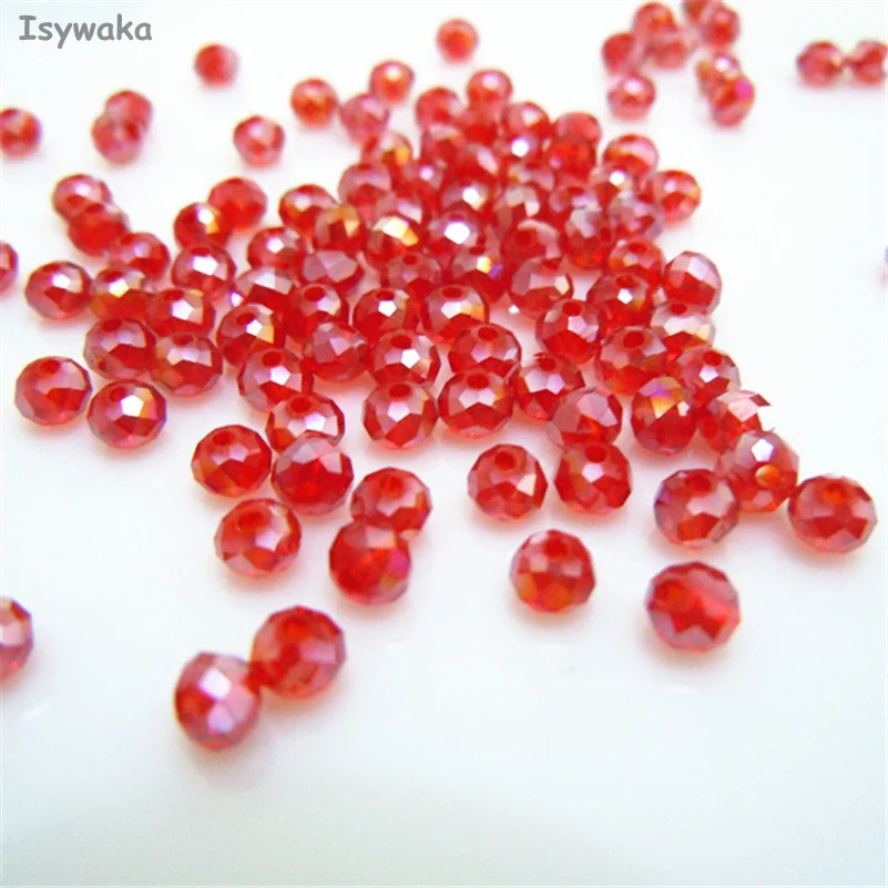 Isywaka Hot Light Green Faceted Crystal Glass Rondelle Spacer Beads for Jewelry Making, 125pcs